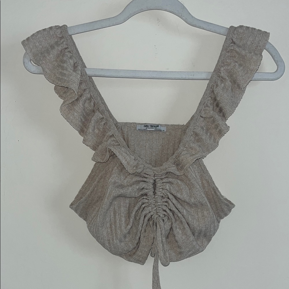 Gray Ruffled Women's Top